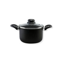 Caldeirão 18cm Preto com Tampa de Vidro 3.1 Litros Alumi-Aço Linha Premium J4TECH Alumínio Antiaderente Teflon Ultra Resistente