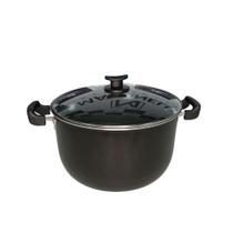 Caldeirão 32 cm Antiaderente Preto Panelão Caçarola Grande Martinelli Alumínios Preto Tampa de Vidro Caldeirão 32 cm Antiaderente Preto Panelão Caçarola Grande Martinelli Alumínios Preto Tampa de Vidro