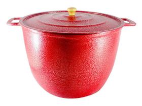 Caldeirão Alça Alumínio Craqueado Com Tampa 16,7 Litros Vermelho 34cm Caldeirão Alça Alumínio Craqueado Com Tampa 16,7 Litros Vermelho 34cm