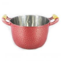 Caldeirão Alumínio Alça De Madeira 14Cm Vermelho