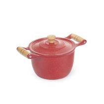 Caldeirão Alumínio Alça De Madeira 20Cm Vermelho