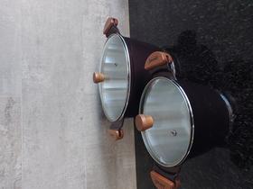 Caldeirão alumínio fundido com alça de madeira e tampa de vidro Ø16 cm