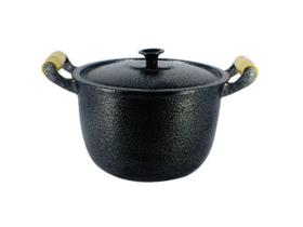 Caldeirão Alumínio Fundido Craqueado Alça De Madeira 22cm