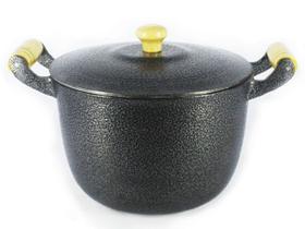 Caldeirão Alumínio Fundido Craqueado Alça de Madeira Preto 12cm