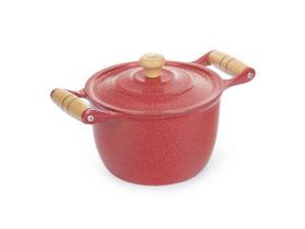 Caldeirão Alumínio Fundido Craqueado Alça de Madeira Vermelho 14cm Caldeirão Alumínio Fundido Craqueado Alça de Madeira Vermelho 14cm