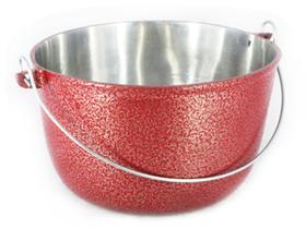 Caldeirão Alumínio Fundido Craqueado Alça Galvanizada Vermelho 22cm