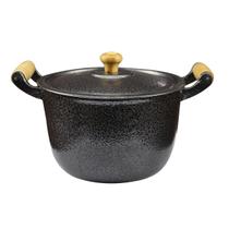 Caldeirão Alumínio Fundido Craqueado Preto/Vermelho Alça e Pomel de Madeira Tampa Fundida 28cm 9,5L