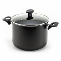 Caldeirão Antiaderente Preto Duas Alças 20cm Tampa de Vidro Caldeirão Antiaderente Preto Duas Alças 20cm Tampa de Vidro