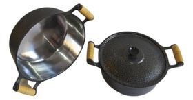 Caldeirão batido n 16 craquelado preto tampa leve Caldeirão batido n 16 craquelado preto tampa leve