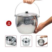 Caldeirão Bojudo 7,5 Litros Alumínio Polido Com Tampa - Caldeirão grande n22 feijoada feijão porção festa caldo