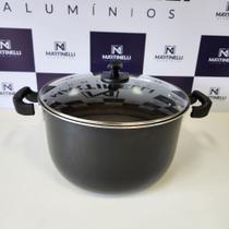 Caldeirão Panelão Nobre Alto 32 Antiaderente Tampa De Vidro Preto