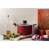 Caldeirão Tramontina Paris Antiaderente Starflon Max Vermelho com Tampa de Vidro 20 cm 4,2 L