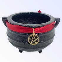 Caldeirão tripé em ferro fundido com alça e sem tampa com pentagrama 300 ml Caldeirão tripé em ferro fundido com alça e sem tampa com pentagrama 300 ml