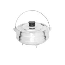 Caldeirão tripé n 10 alumínio fundido batido c/ tampa.