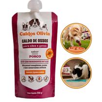 Caldos de Ossos Olívia Sabor Porco Líquido para Cachorro e Gatos 250g