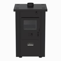 Calefator a Lenha Vulcano Dupla Combustao Preto Fosco Calefator a Lenha Vulcano Dupla Combustao Preto Fosco