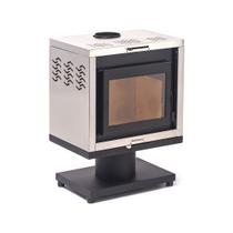 Calefator antonow / dupla combustão / lareira moderna / thessa 35 / preto com inox escovado Calefator antonow / dupla combustão / lareira moderna / thessa 35 / preto com inox escovado