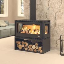 Calefator Lareira Adatto 90 Pro - Porta Nos 3 Lados + Pedestal Preto