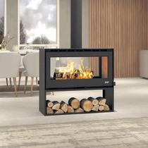 Calefator Lareira Wide DUO + Pedestal Preto