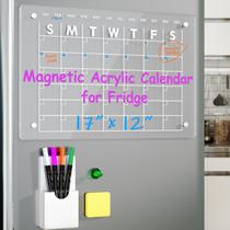 Calendário acrílico magnético pugdodo para geladeira 43x30cm com Acce