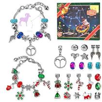 Calendário advento 2022 Meninas Zodíaco Constellation Bracelet Kit, 24 Dias Calendário do Advento de Natal com 2 conjuntos de pulseiras DIY, Presentes de Horóscopo para Meninas Adolescentes Adultos De 5 a 18 anos(Áries)