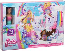 Calendário Aventura de Barbie Dreamtopia: Boneca Loira, 3 Modas de Conto de Fadas, 10 Acessórios e Histórias