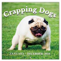 Calendário Coboll Gag Gifts 2024 Pooping Dogs de janeiro a dezembro