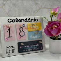 Calendário de Madeira Permanente Mesa Decorativa para Home Office Escritório Ambiente Criativo Elegante Charmoso