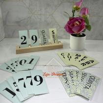 Calendário de Madeira Permanente Mesa Decorativa para Home Office Escritório Ambiente Criativo Elegante Charmoso