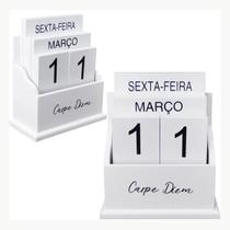 Calendario De Mesa 2023 Permanente Mdf 15x13cm Carpe Diem - Golden Rio
