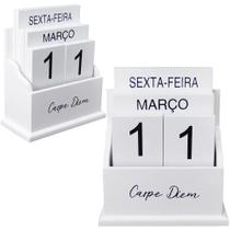 Calendário De Mesa 2023 Permanente Mdf 15x13cm Carpe Diem - Golden Rio