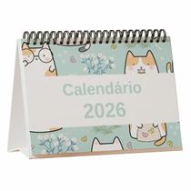Calendário de Mesa Decorativo 2026 Gatinhos Fofos A5 Planner Cute Cats Personalizado Achala