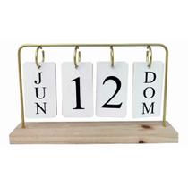 Calendário de Mesa Decorativo Permanente Com Plaquinhas Madeira Decoração Escritório