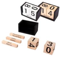 Calendário de Mesa Permanente Madeira Cubo Color