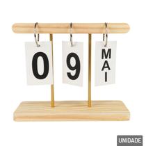 Calendário de Mesa Permanente Madeira e Metal - Tudo em Caixa