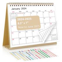 Calendário de mesa SKYDUE 2024-2025, janeiro a junho, lista de tarefas e não