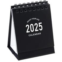 Calendário de mesa Stiamvd 2025-2026 com adesivos, portátil, preto