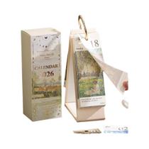 Calendário De Mesa Vintage Com Anel Dourado 365 Dias Citações Inspiradoras Planejador Diário 2026