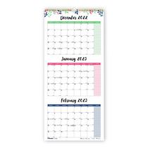 Calendário de parede Blueline de 3 meses de 2023 Colorful Leaves Artwork