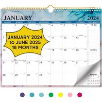 Calendário de parede Taja 2024-2025 de janeiro a junho 11,5 x 14,7 pol