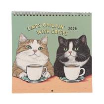 Calendário De Parede Temático De Gato Em Desenho Animado 2026 Planejador Anual Mensal Para Quarto E