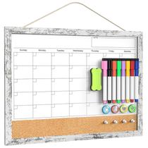 Calendário de Quadro Branco Apagável Tankee 43 x 33 cm com Quadro de Cortiça Magnético