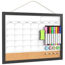 Calendário de Quadro Branco Tankee 43x33 cm com Quadro de Cortiça Magnético