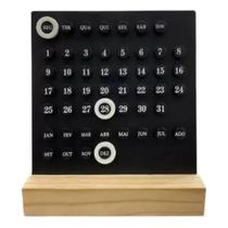 Calendário Decorativo Permanente de Mesa em Base de Madeira