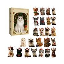 Calendário Do Advento De Natal 2025 Com 24 Dias, Pingente Decorativo De Gato 2D Fofo Para Amantes De Calendário Do Advento De Natal 2025 Com 24 Dias, Pingente Decorativo De Gato 2D Fofo Para Amantes De