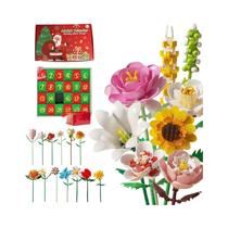 Calendário Do Advento De Natal Com Blocos De Montar Em Forma De Buquê De Flores De Girassol,