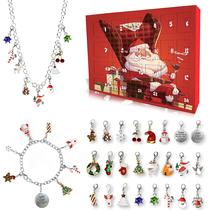 Calendário do Advento de Novernat 2022 Calendário de contagem regressiva 24 dias Conjunto de presentes de Natal para meninas crianças adolescentes criança com 22 DIY Charm 1 Pulseira e 1 Colar