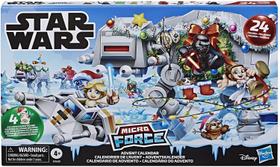 Calendário do advento Micro Force Star Wars com 24 mini figuras surpresa colecionáveis.