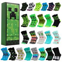 Calendário do Advento Minecraft Socks 2024 Creeper para meninos Calendário do Advento Minecraft Socks 2024 Creeper para meninos