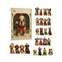 Calendário Do Advento Para Cães Com 24 Dias, Charms De Acrílico 2D, Ornamento De Contagem Regressiva
